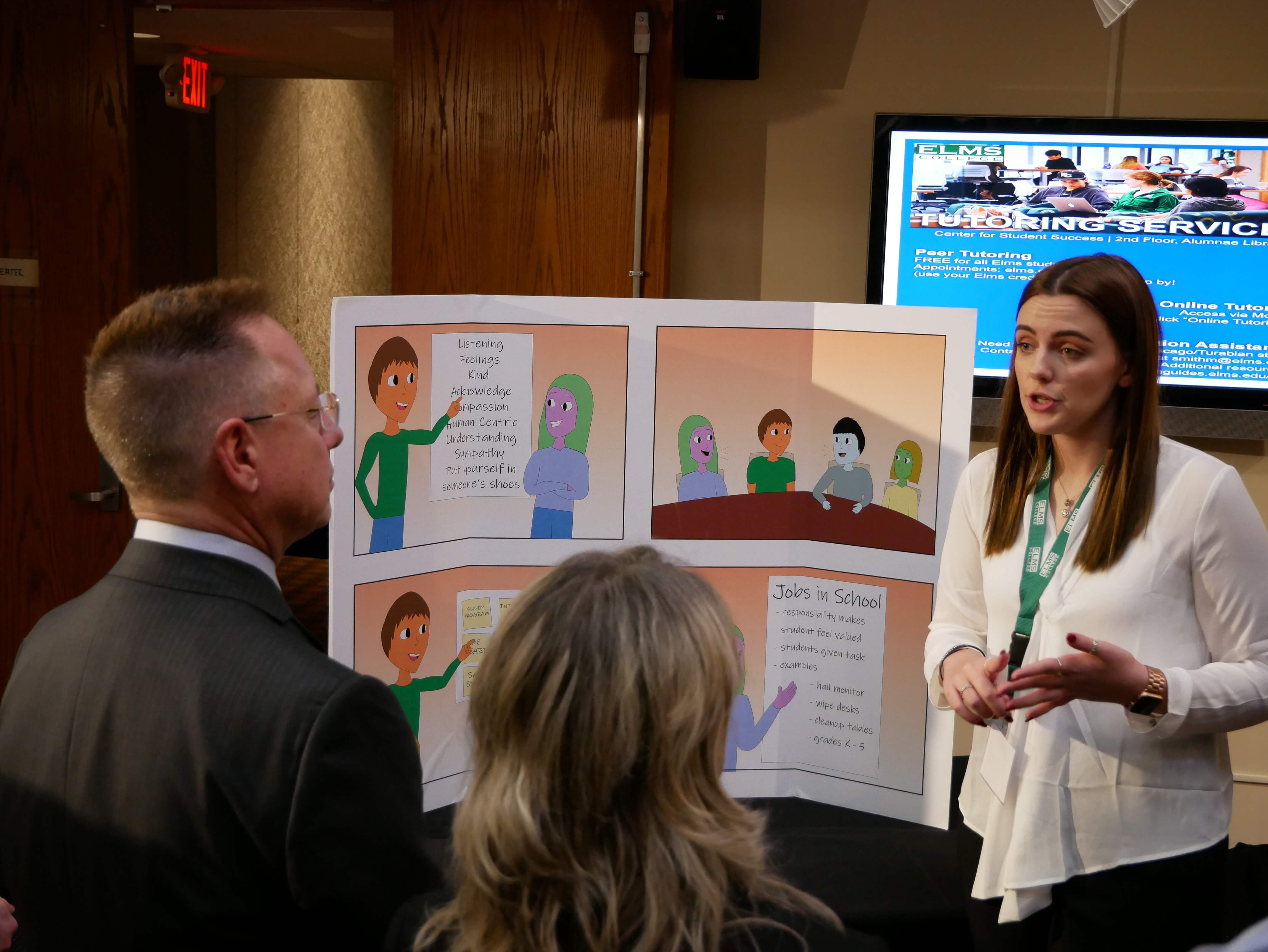 Photo of Elementary education major Samantha O'Grady '20 at the Elms Innovation Challenge