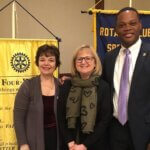 President Dumay with Eallen Freyman and Rotary President Sue Mastroianni
