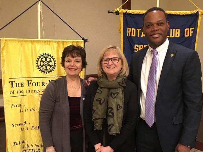President Dumay with Eallen Freyman and Rotary President Sue Mastroianni