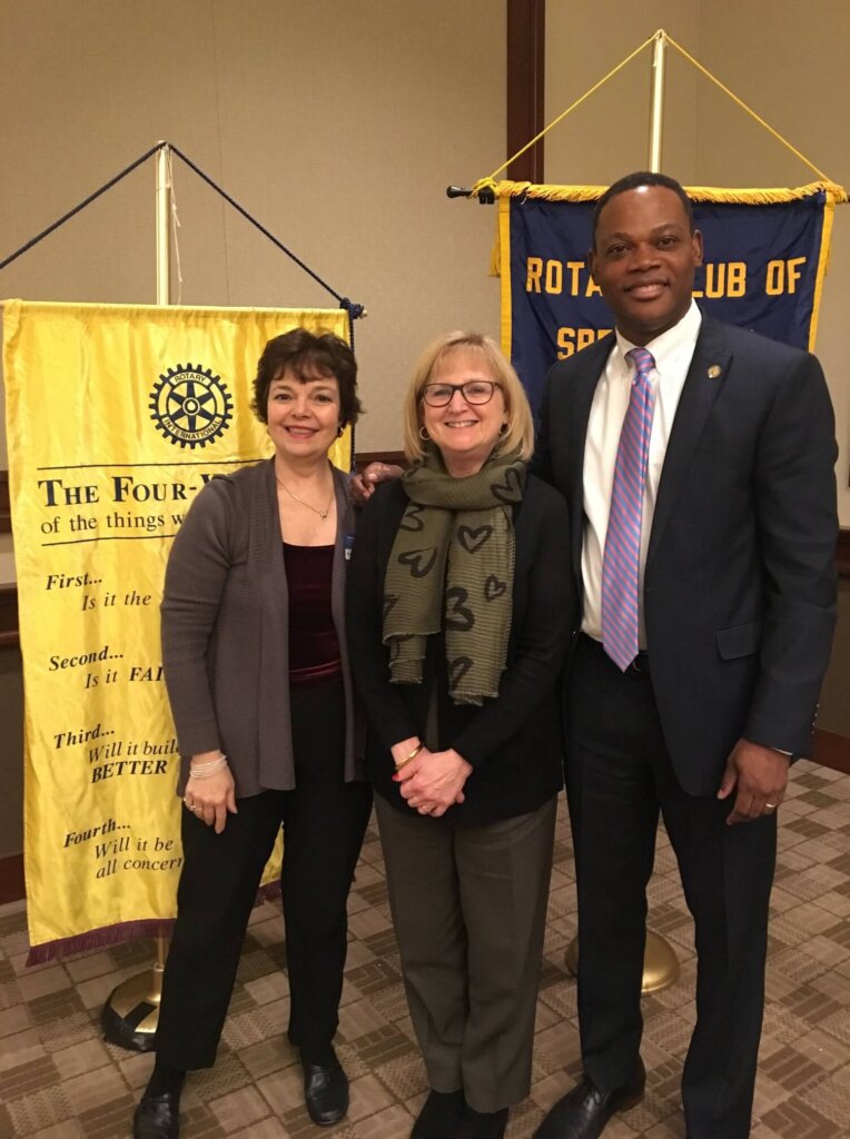 President Dumay with Ellen Freyman and Rotary President Sue Mastroianni