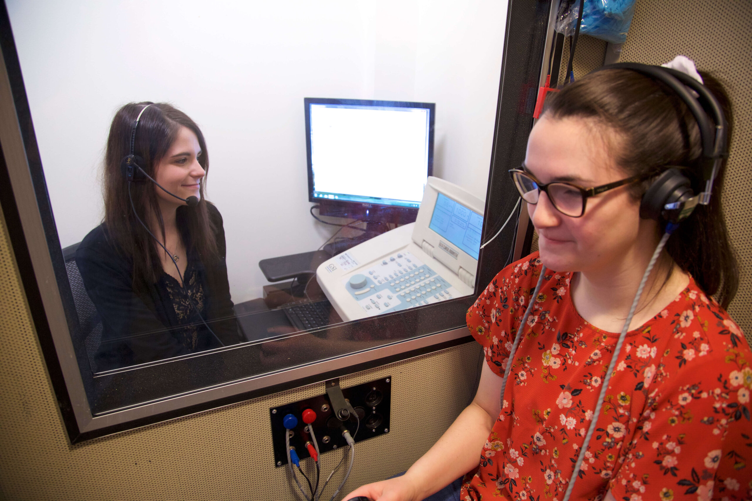Photo of CSD majors in the sound booth_3E3C4967