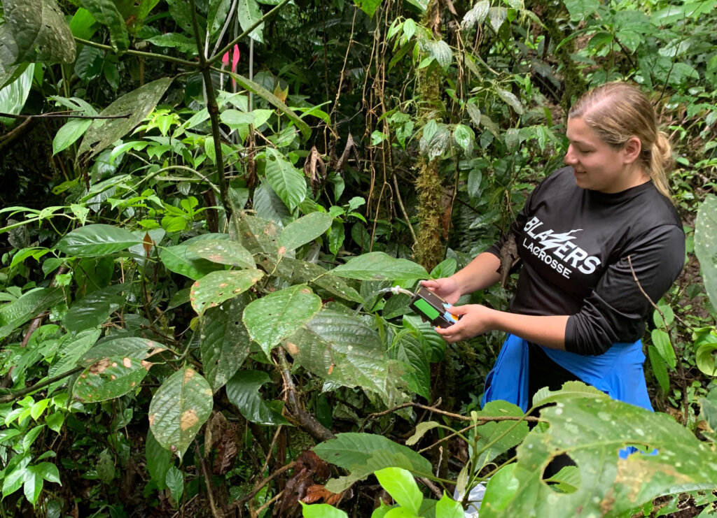Photo of a student conducting research in Ecuador.