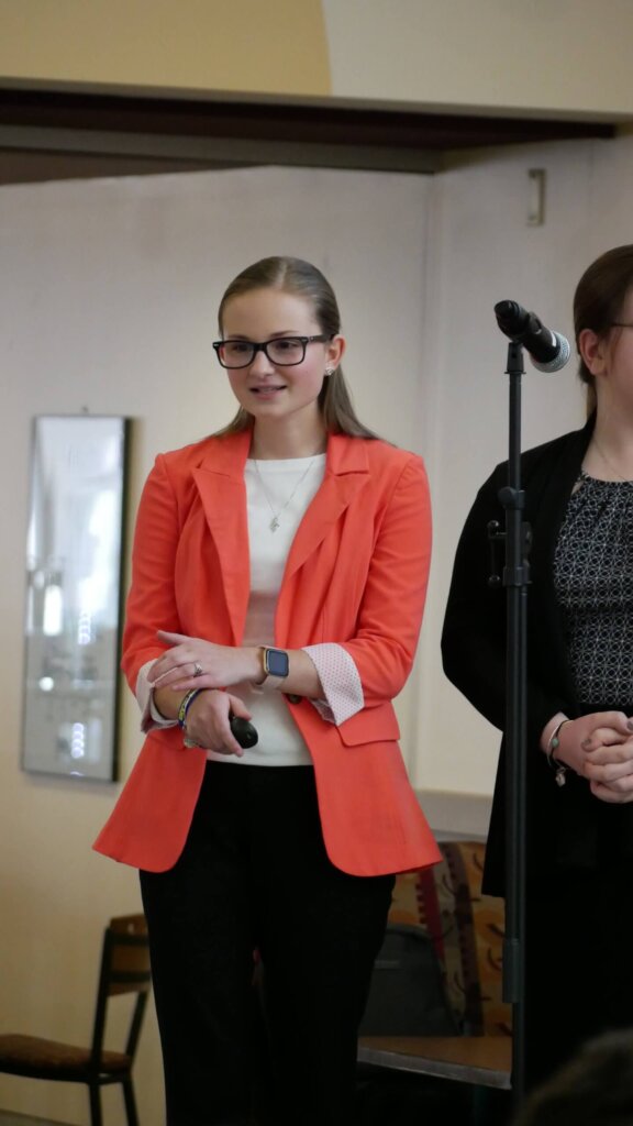 Photo of student giving presentation