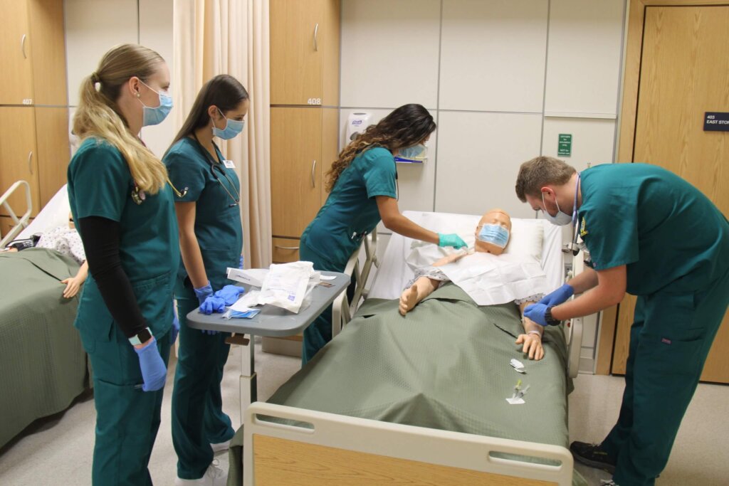 Photo of nursing students in the skills lab
