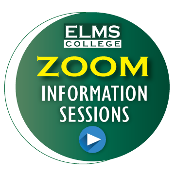 Elms College Zoom info sessions logo 