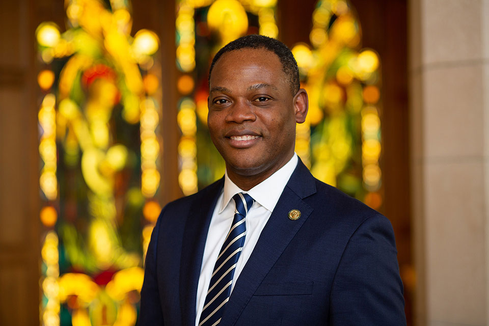 Harry E. Dumay, Ph.D., MBA, portrait, Elms College, president