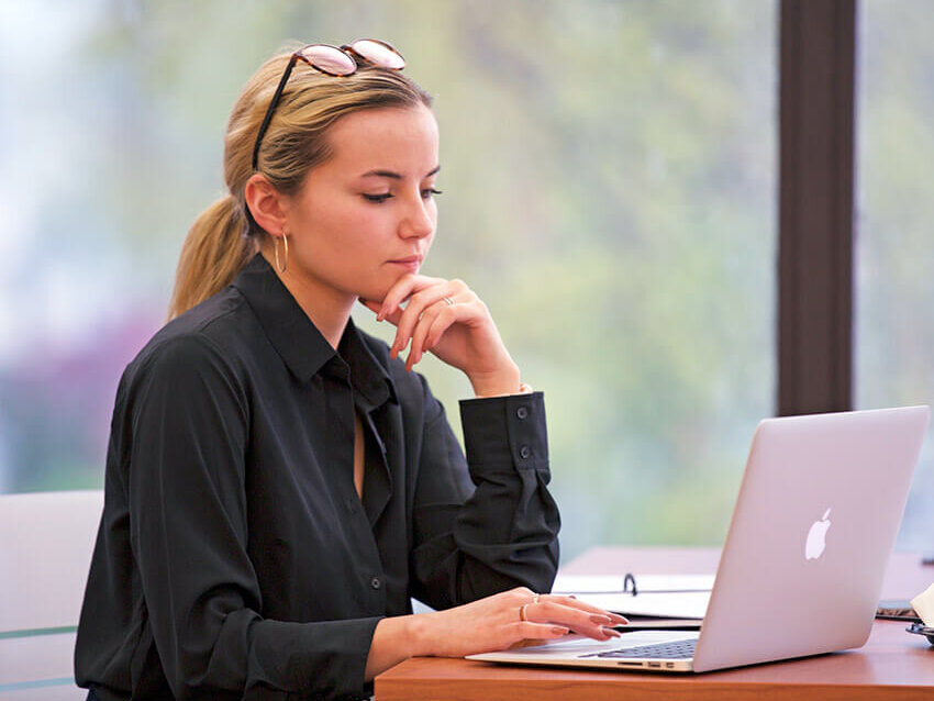 student, online learning, girl, laptop