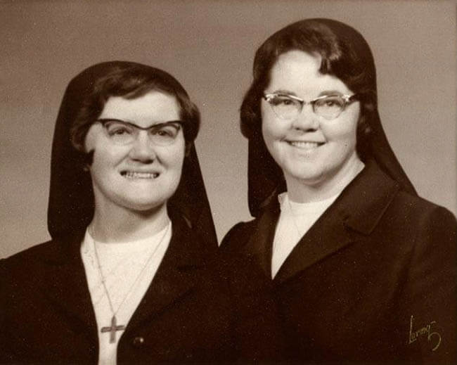 Old photo of L. Sister Eleanor Dooley R. Sister Mary Dooley 1969