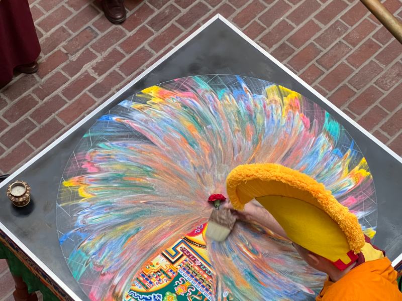 Photo of an erased sand mandala