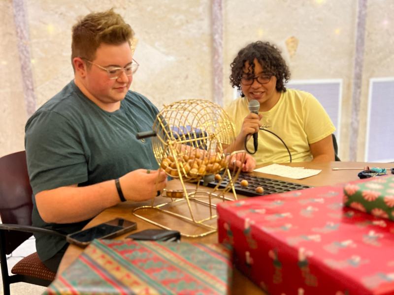 Photo of two students playing Bingo