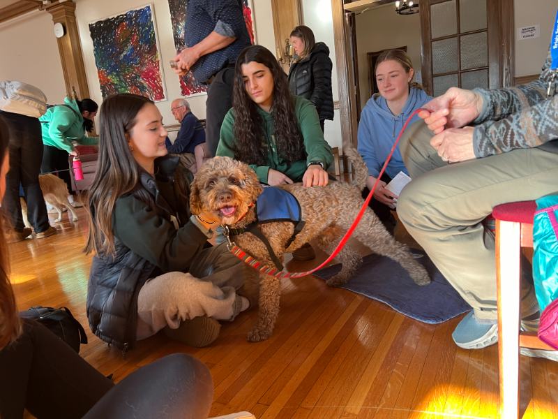Group photo with a dog