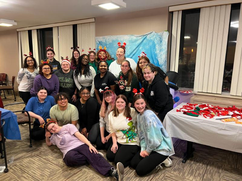 Group photo of students at a Christmas event