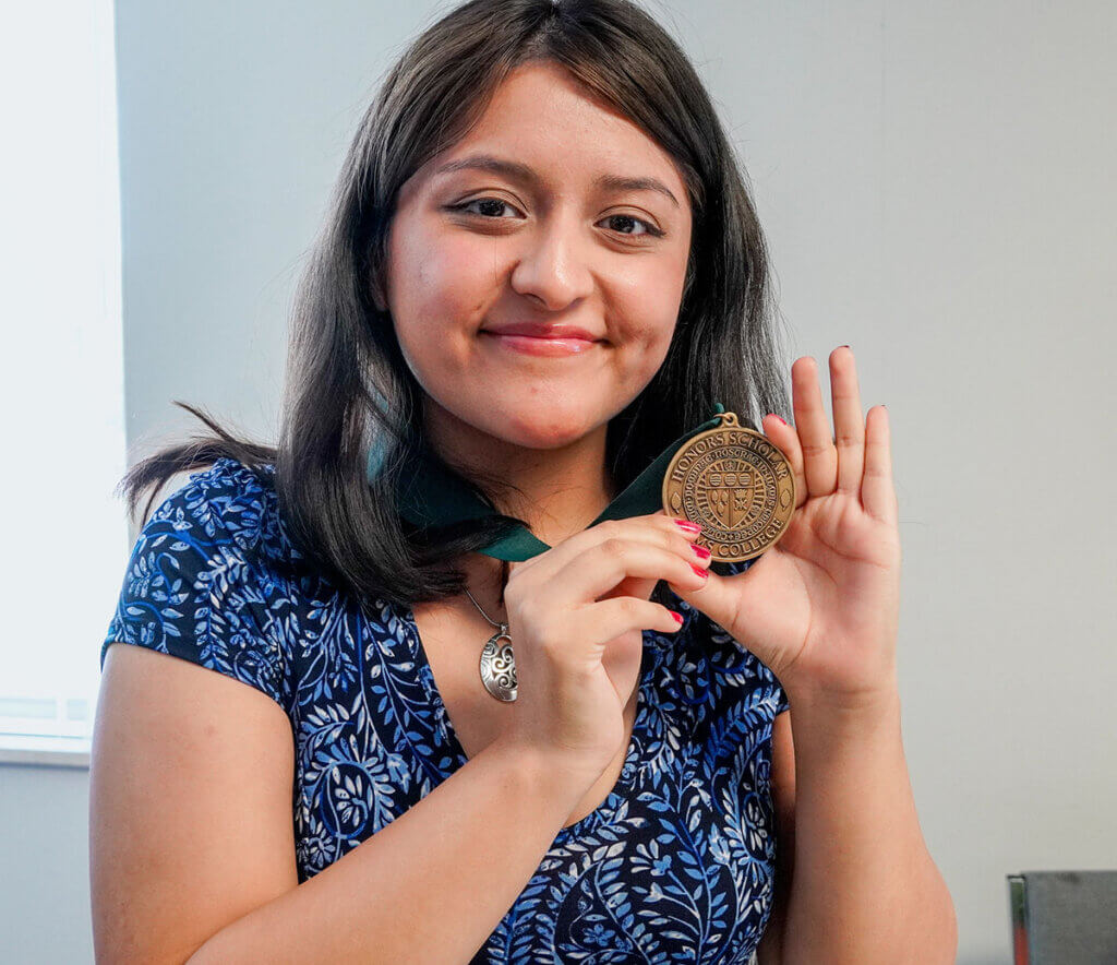 Photo of a student with a metal