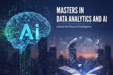 Graphic. Elms College. Unlock the Future of Intelligence with our specialized Master's program.
