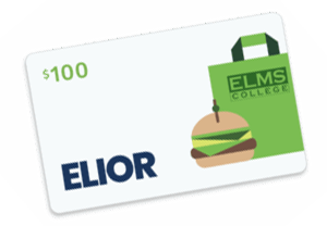 Graphic of a Elior $100 meal plan card