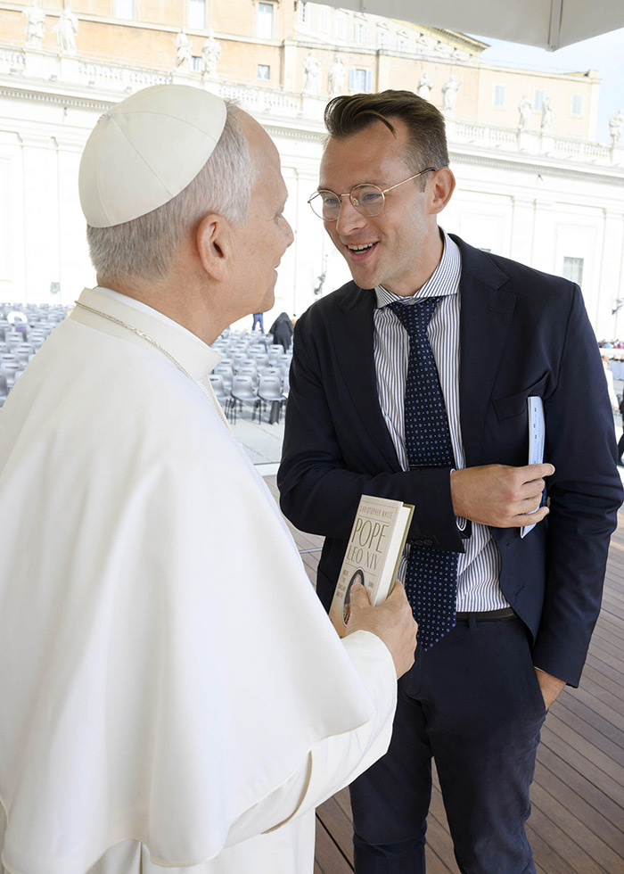 Christopher White speaks with the Pope
