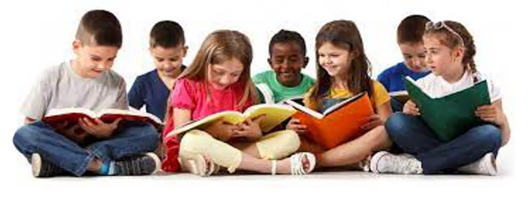 students reading