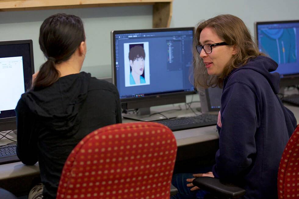 computer lab, two students, Data Science and Artificial Intelligence,DS-AI